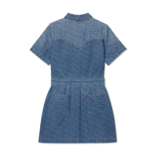 Levis amerikanischer Kurzstil Modetrendy Taille Closing Blue Ins Style Denim Kleid Dunkelblau M.