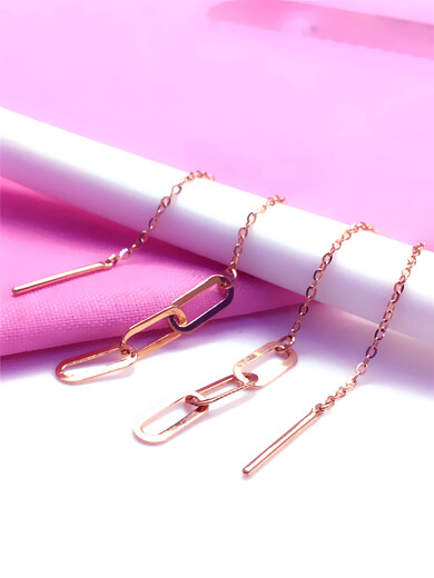 Mrs. Baoza Jewelry New Women's 14k Color Gold Earrings Simple 585 Rose Gold Purple Gold Earrings as Gifts for Girlfriends A Pair of Earrings