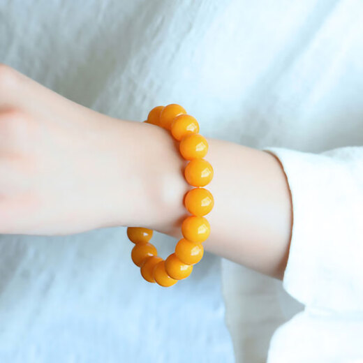 Longyin chicken fat yellow beeswax ring 10mm single ring simple ethnic style women's jewelry atmospheric hand jewelry birthday gift 10mm
