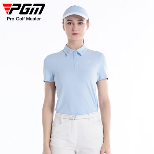 PGM Golf Clothing Women's Breathable Short Sleeve T-Shirt POLO Shirt YF673-Ice Crystal Blue [Top] XL