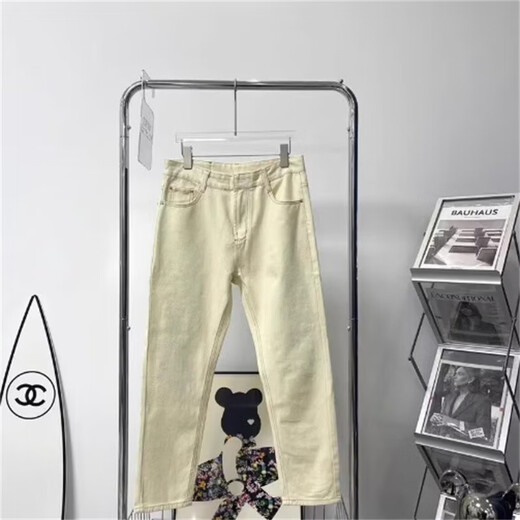 Yandian 2024 Spring and Autumn Yunteng Jeans Men's Trendy Brand Personality Big M Embroidery Print Casual Slim Straight Internet Celebrity Pants Pidi-9227 Picture Color 30