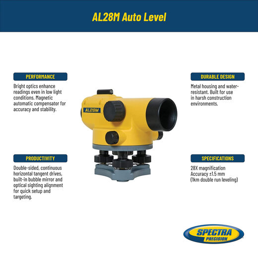 Spectra Precision 28x Magnification Metal Level Magnetic Compensation Building Measurement Tool Waterproof Design