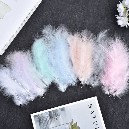 Aseblarm feather white handmade diy feather decoration natural colored feather ornaments filled decorative materials photo props Macaron mixed color 100 pieces