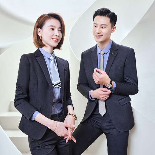 Lidu Yichen Professional suit Spring and Autumn Men's and Women's Outer Suit Workwear 698 Dark Blue Men's Suit + Men's Pants 2XL