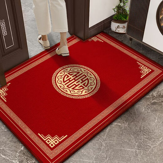 Shansui Chinese-style entrance door floor mat red door mat door carpet door mat resistant to stains and non-slip can be cut for festive home use Chinese pattern-Xun SJ 100X140cm