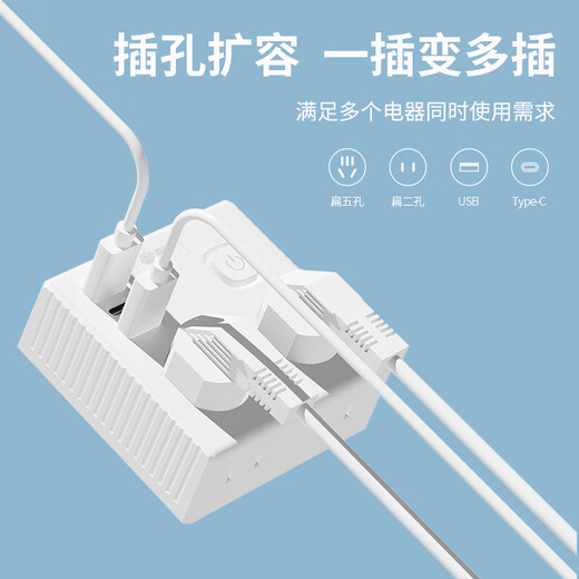 International Electrician Type 86 Panel One-to-Multiple Ultra-Thin Socket Converter Wall Power Wireless Power Strip with Switch Master Control One-to-Two Extension Adapter Plug Multifunctional Desktop Bedroom Home 1-to-4 Rubik's Cube Socket USB+Type-C 20W