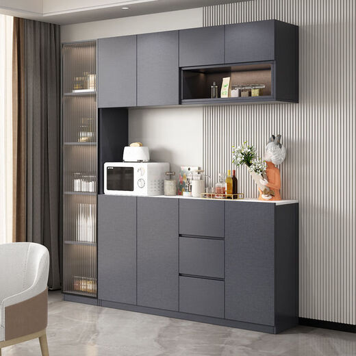 Fatepa 2025 new light luxury sideboard wine cabinet high cabinet modern simple living room wall kitchen cupboard storage cabinet solid wood multi-layer board package installation 140 sideboard with stone slab hanging cabinet