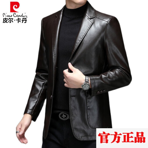 Pierre Cardin Marke High-End-Herren-Leder-Leder-Lederjacke für Herren Schaffell Frühling und Herbstanzug Jacke Slim Casual Single Lederanzug schwarz 186 Modelle 185/A (xxl)