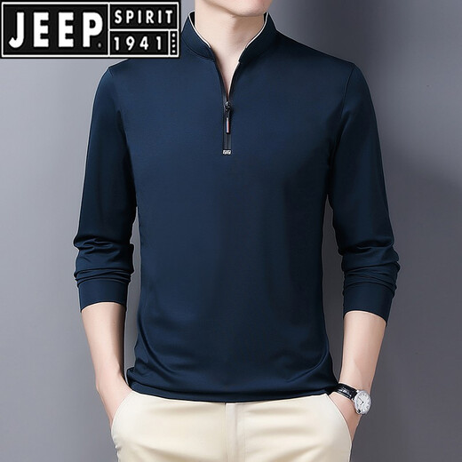Jeep Spirit Spring и осенняя мужская футболка с длинным рукавом стенд воротника на молнии и осенняя базовая рубашка весна и осенняя ледяная футболка для мужчин осенней одежды Тренди 6623 Top Qing 170