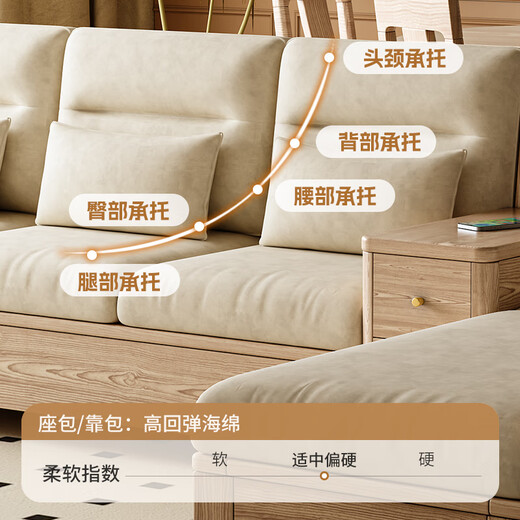 
Big Ye and Maple Solid Wood Sofa Nordic Style Ash Wood Sofa Large Apartment Sofa Living Room 2025 New Log Style Sofa Four-person Seat + Imperial Couch Log Color