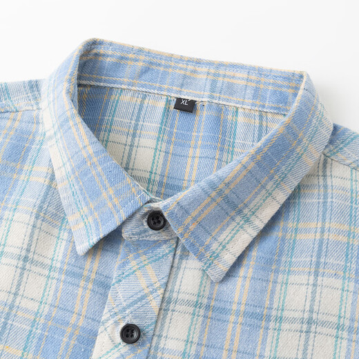 NASA Good Long Sleeve Shirt Herren Frühlings- und Herbst Koreanischer Stil Trendy Plaid Shirt Jugend lässig Lose Jacke Blau XL