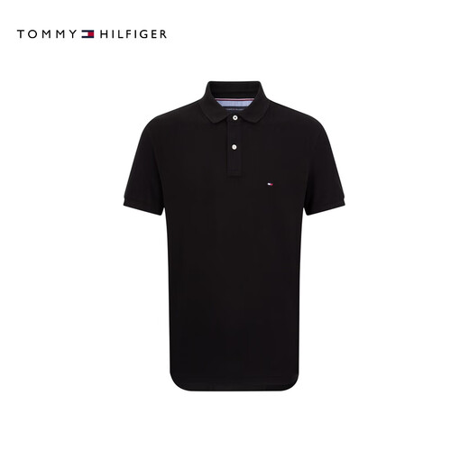 Tommy Hilfiger fashion multi-color 26 spring and summer new men's pure cotton pique mesh casual short-sleeved T-shirt lapel POLO black BEH M (recommended 135-150Jin Jin equals 0.5 kg)