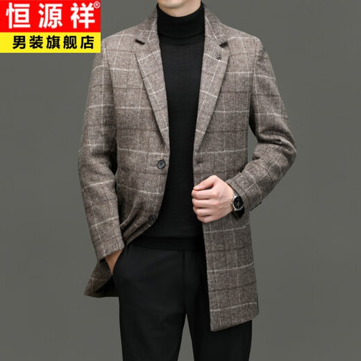 HENGYUANXIANG Veste en laine décontractée Veste en laine pour hommes Men de laine automne et hiver pour hommes mi-longs mode mode de mode masculin coloriage de fumée de fumée xl 175