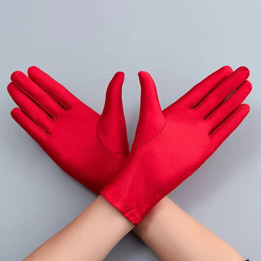 Qiao Meiting's special red gloves and jewelry shopping guide for the year of birth, high elastic spandex finger etiquette, men and women's stage, thin summer, big red, uniform size