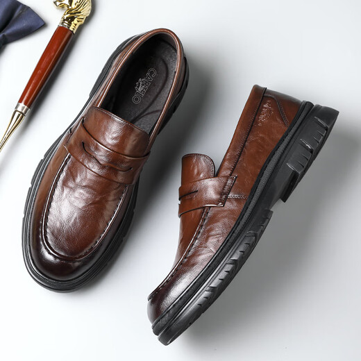Cartelo mocasines zapatos de cuero para hombres zapatos casuales de negocios transpirables zapatos de cuero suaves 9925 marrón 41
