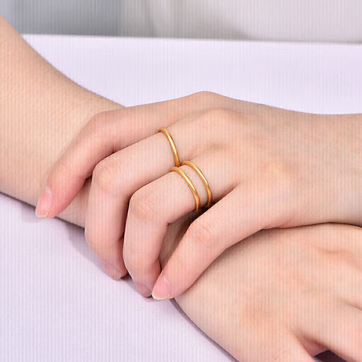 Safir gold ring women's ancient pure gold 999.9 Sansheng Sanshi plain ring 13# about 1.35 grams