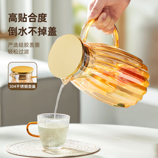 TEAHUE cold kettle glass cold kettle large capacity high borosilicate teapot household high temperature resistant cold water cup flower and fruit tea kettle