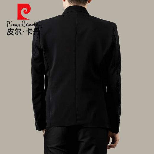皮尔卡丹高级感痞帅新中式中山装夹克男士春秋季2025新款休闲立领西装外套 黑色 M 85-106斤左右