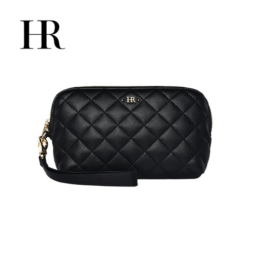 HR Helena bag women's clutch bag mobile phone bag first layer cowhide rhombus hand bag clutch bag birthday gift black