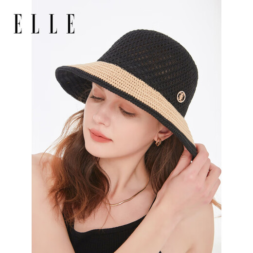 Elle Sonnenschutzmittel Strohhut Damen Sommer im Freien gehäkelte Hohlnetzstrand Sonnenschild Fischer Hut Geschenk