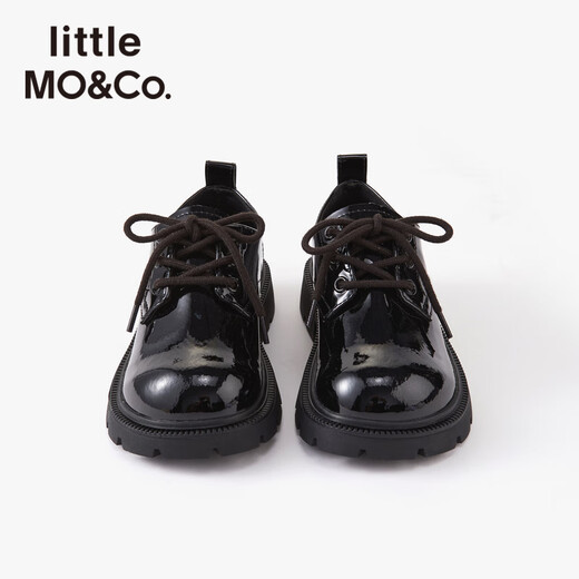 Little MO&Co. Children's Clothing 25 Spring New Style British Style Black Small Leather Shoes for Boys and Girls KBE1SHS006 Black 32 Inner Length 21cm