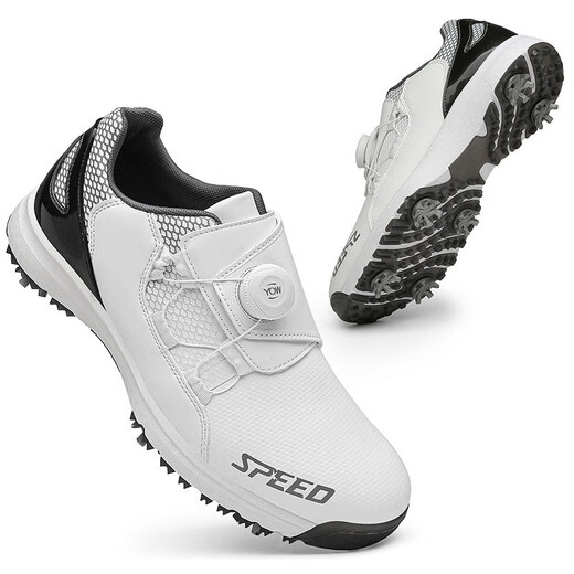 
Golf shoes with cabinet men and women same style shoes breathable automatic rotating lace-up casual shoes couples fixed 888A-white nailed 36