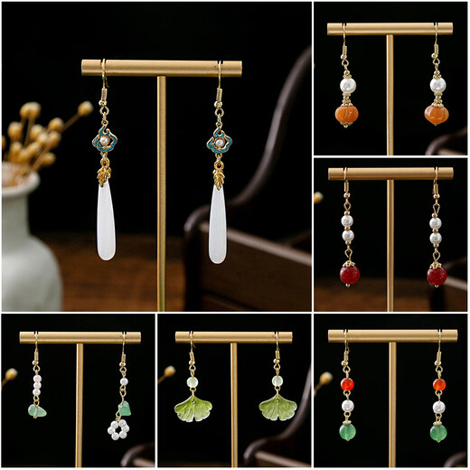 
Wenzhi horse face skirt accessories earrings new Chinese style long version tassel earrings national style flowers bamboo joint earrings cheongsam horse face E3882-2