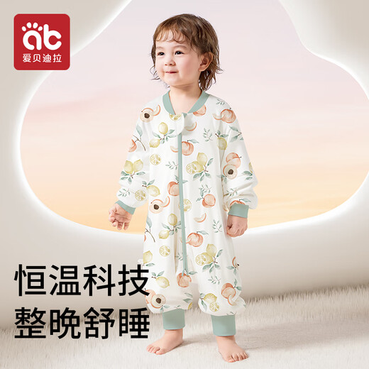 Aibedila Children's Sleeping Bag Spring, Autumn and Winter Baby Summer Anti-Kick Quilt Artifact Universal for All Seasons Baby Constant Temperature Sleeping Bag Special Offer Winter Thickening 0-15 Warm Ginger Bettini Orchard L (Recommended Height 90-105cm)