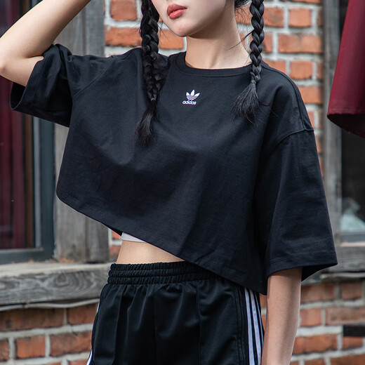 
Adidas official women's short-sleeved 25 summer new sportswear running body clothes cotton breathable casual round neck T-shirt IT9887/black/short/pure cotton skin-friendly M [165 recommended weight 110-120Jin [Jin equals 0.5 kg]]