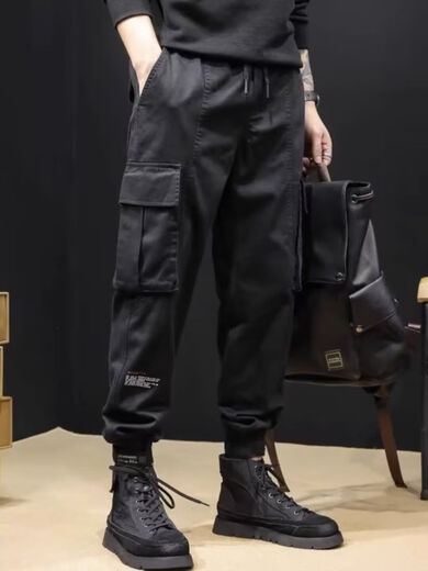 Men's overalls 2025 spring and summer velvet new style trousers for men, slim, sporty, loose-fitting, versatile, wear-resistant, black velvet, 4XL