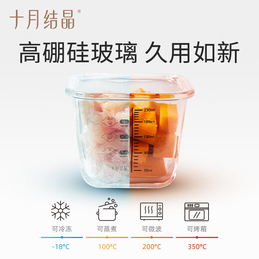 十月结晶婴儿辅食盒玻璃保鲜盒宝宝储存食物罐蒸煮可冷冻              