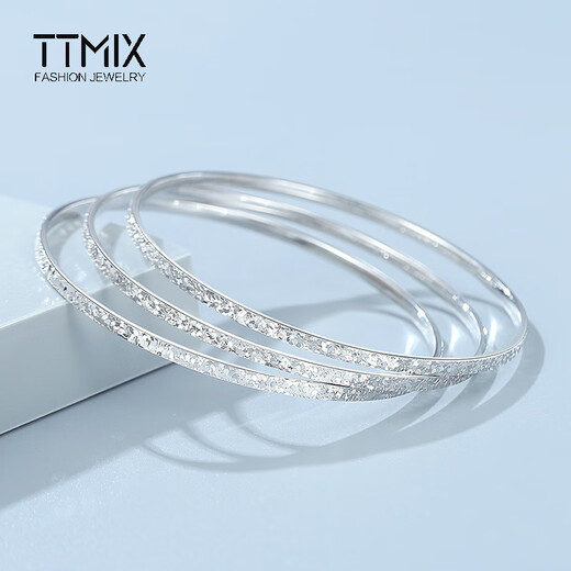 TTMIX platinum bracelet for women broken ice ice closed mouth perfect round pt950 platinum bracelet platinum bracelet gift for girlfriend 56mm weight 6.42g width 2.4mm