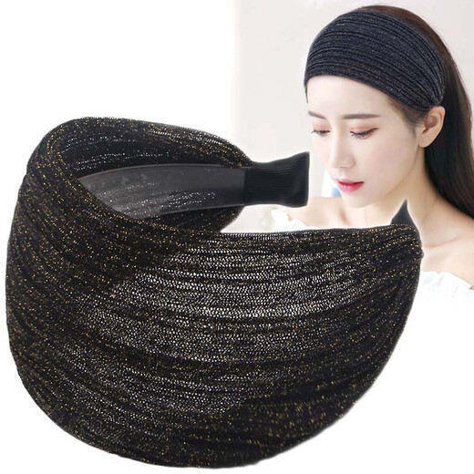 Dai Shilin DSL short hair headband to keep hair in transitional period artifact to keep long hair and keep hair in awkward period for women to cover white hair headgear to cover hairband black crystal gauze headband