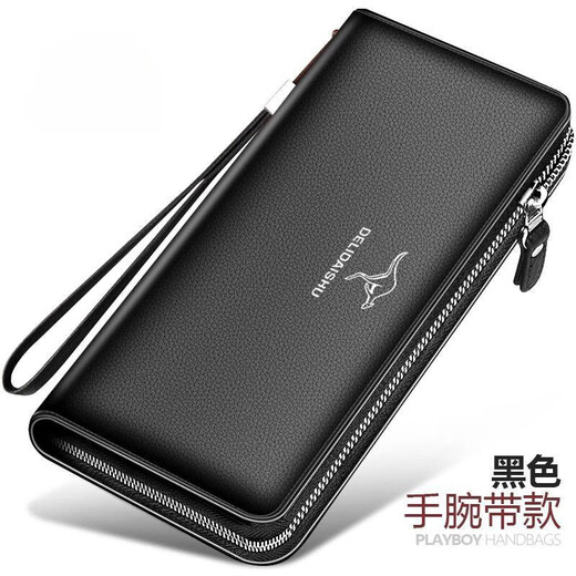 Känguru (Känguru) 2025 Neue Brieftasche Herren Lange Leder Handtasche Brieftasche Clutch Wallet Reißverschluss Handgrabungstasche 866 Echtes Leder Kaffeefarbe