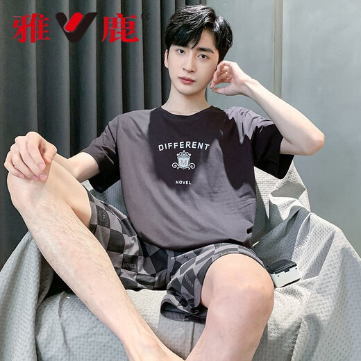 Yalu Youth Pyjamas Herren Sommer Pure Cotton Shorts und Plus Size-Anzug New Style Student High-Wert-Kleidung Home Kleidung HD9928 L [95-125jin [Jin ist 0,5 kg]]