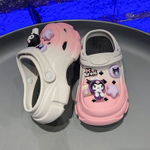 Qisiman Kinderschuhe für Mädchen Gradientenloch Schuhe Sommer 2024 Kulomi Girls Beach Bag Sandalen Nicht rutschende Eltern-Kind-Upgrade Weiß Pink 30 innere Länge 195 cm