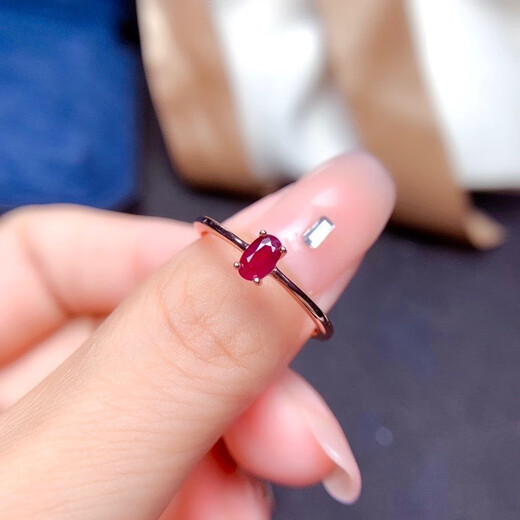 Pritte natural ruby ring main stone 3*5mm 925 silver electroplated gold fine inlay simple and exquisite