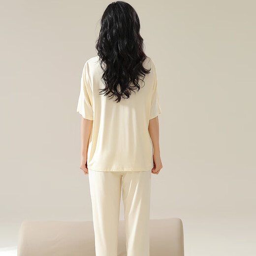 
Catman Modal pajamas for women in spring and summer cardigans for short-sleeved trousers for large size women's thin home clothing suits can be worn outside 12111 M (recommended weight is 90-100 Jin [Jin equals 0.5 kg])
