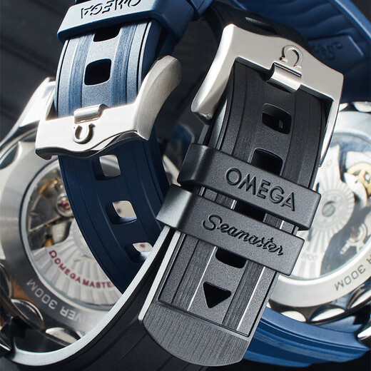 Omega strap new Seamaster 300 fluororubber watch chain Ocean Universe 007 AT 150 men's silicone 20mm Omega - black + silver buckle (top fluororubber 20