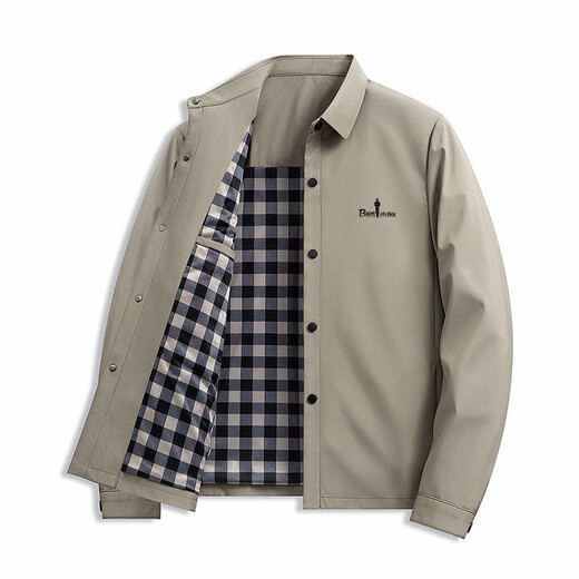 Biyinlefen 2025 spring and autumn new men's jacket middle-aged business casual solid color lapel jacket top black NJ/252281 L 175