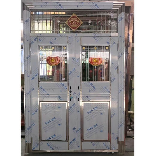勤凯304加厚不锈钢对开门防盗门厂家直销定制不锈钢双开门进户门平开 普通不锈钢 平方价格