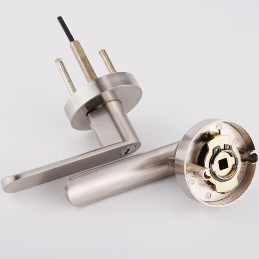 Huili's customized ball lock indoor bedroom three-pole handle lock room door lock ball lock modified handle round lock household universal type A round silver adjustable lock tongue 60/70 applicable 35-50mm universal type with key