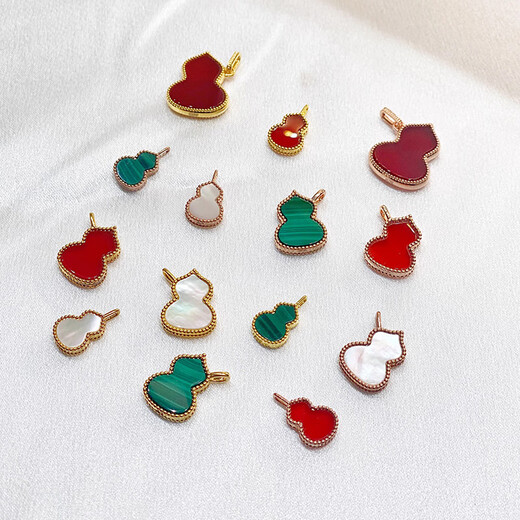 18K gold red agate gourd pendant color gold rose gold gold pendant clavicle chain set chain birthday gift for girls 18K gold gold color (single pendant) medium gourd (red agate)
