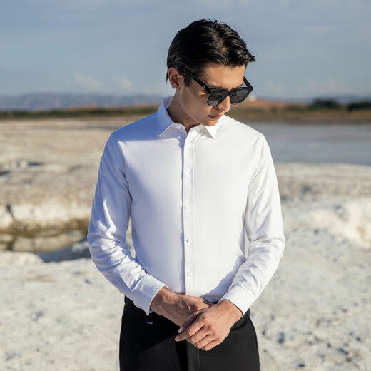 YOUNGOR long-sleeved shirt men's plain thermal shirt cotton graphene thermal liner business thermal VLBN119760BBA white 42