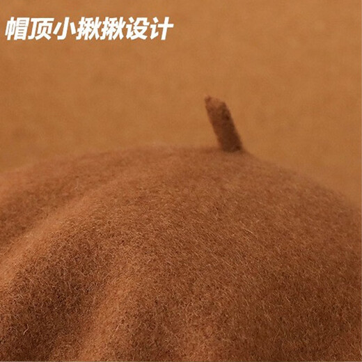 LeCali Beret Women's Autumn and Winter Retro Imitation Wool Solid Color Hat Face Revealing Little Versatile Painter Hat Japanese Pumpkin Hat Brown