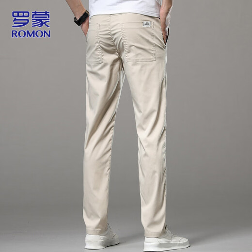 
ROMON (ROMON) pants for men's summer casual pants for men's sports pants for men's versatile straight trousers for men's clothing Beige 32