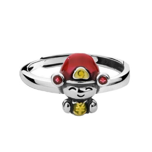 La nouvelle bague de la richesse du nouveau dieu de la richesse de style chinois pour la petite bague de style chinois de style fuxing de style chinois pour offrir à la petite amie du Nouvel An J1585 Little Dieu de la richesse pour la femme Little God of Wealth Ring Femme Little Bouth Adjustable