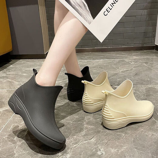 Sakura orange rain boots women's fashionable rain boots women's short tube warm rain boots water boots low top water boots non-slip car wash groceries thick sole 556 fruit green (single shoes standard) 41