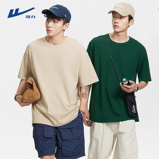 Warrior pure cotton t-shirt men's summer new heavy sports top men's trendy short-sleeved loose t-shirt white L
