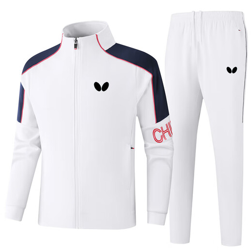 Butterfly jersey suit Table tennis uniform for men and women spring and autumn casual loose large size group purchase custom stand collar two-piece set black [HD-9855 set] 2XL